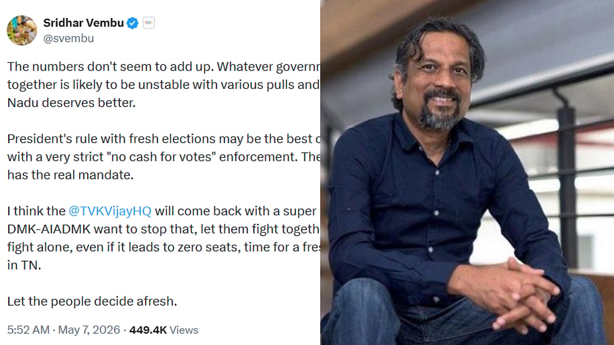 'Tamil Nadu Deserves Better': Zoho Founder Sridhar Vembu Calls For Fresh Polling Than Unstable Govt