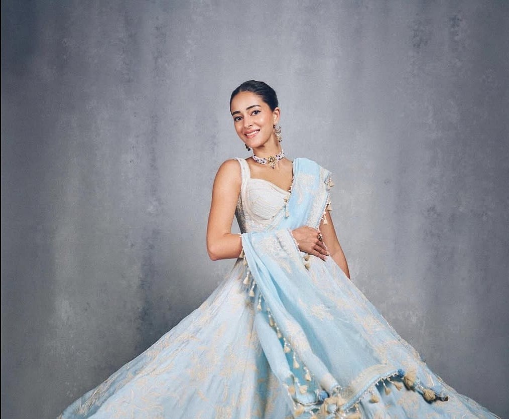 Ananya Panday Looks Dreamy In ₹99,500 Blue Anarkali & Chand-Inspired Hairstyle