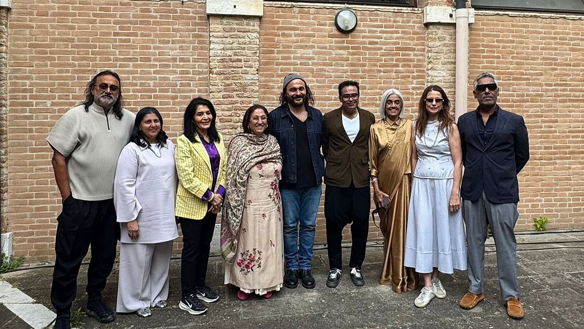 Kader Attia with the curator selection committee KMB 2027-28
