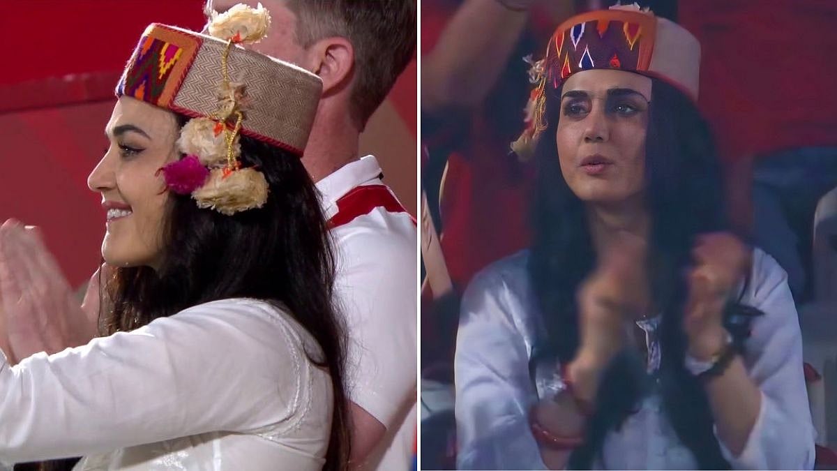 Preity Zinta Spotted Wearing 'Pahadi Topi' In Stands For Punjab Kings' 1st Game In Dharamsala 