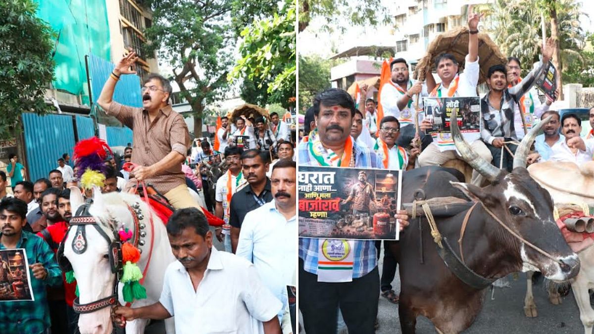 NCP-SP Stages Bullock Cart And Horse Carriage Protest In Thane, Mocks PM Modi's Fuel Conservation Appeal