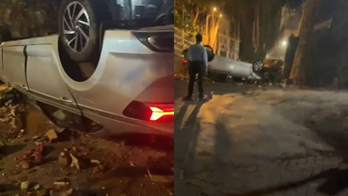 Mumbai Accident: Car Crashes Into Building Wall & Tumbles Down In Peddar Road; Driver Injured – Video
