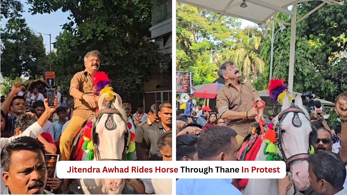 Petrol Too Pricey? MLA Jitendra Awhad Rides Horse Through Thane After PM Modi’s Fuel Saving Push