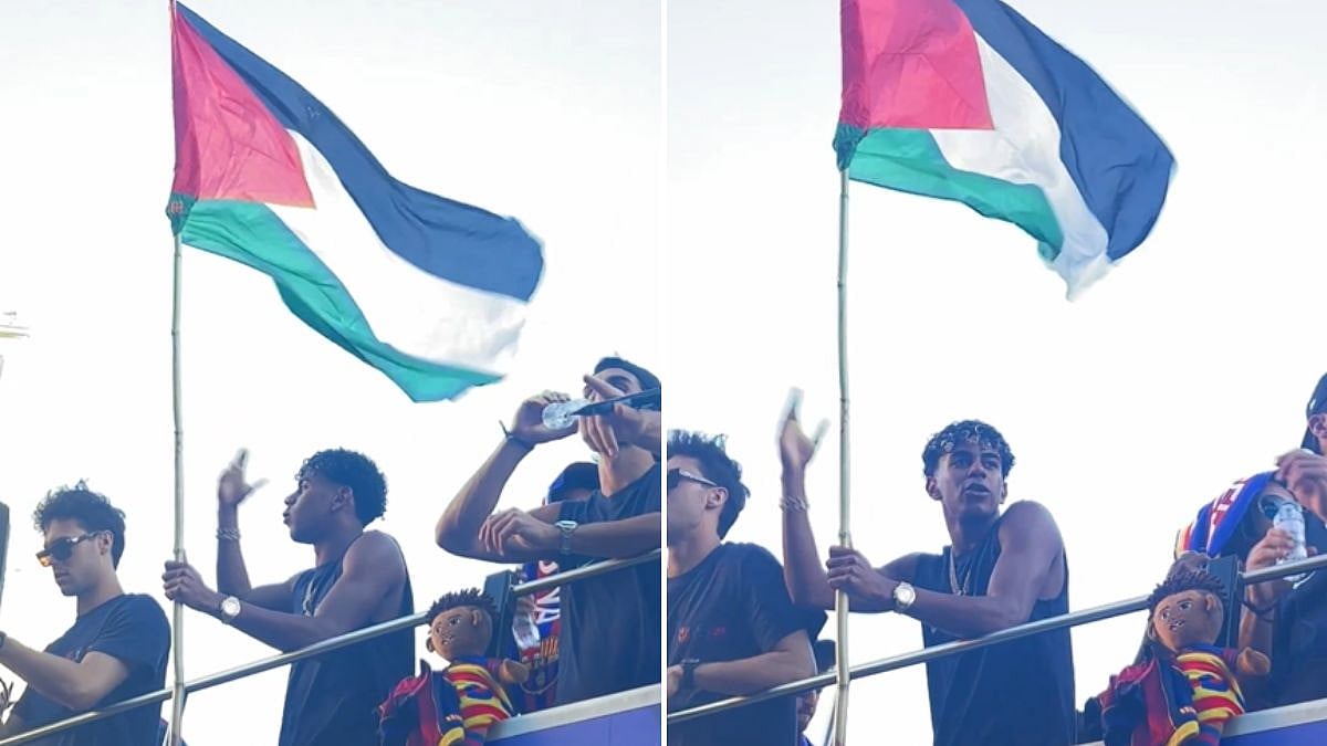 VIDEO: Lamine Yamal Waves Palestine Flag During Barcelona's La Liga Title Celebrations
