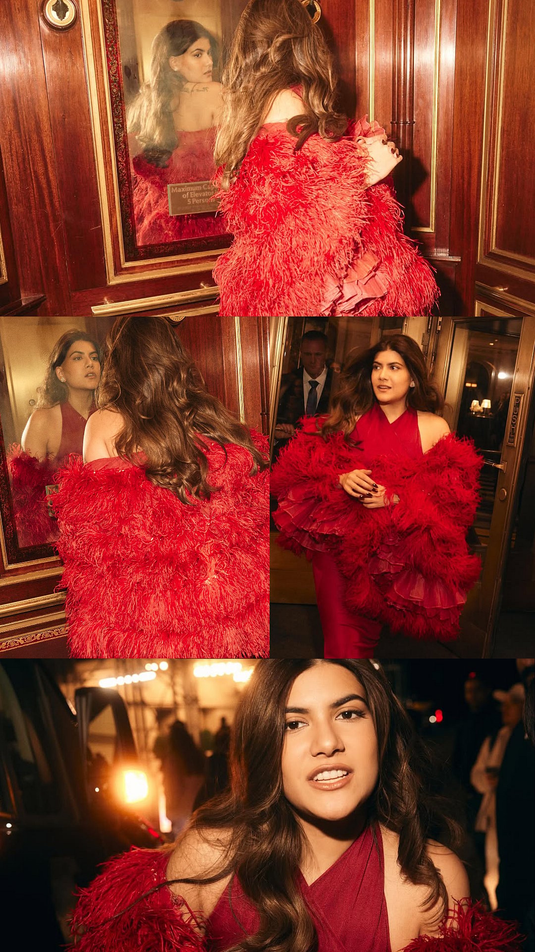 Ananya Birla's Ode To Royal Challengers Bengaluru In Red Body Con Dress & Dramatic Feathered Stole