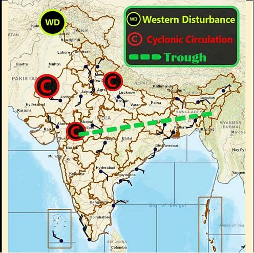 Weather systems affecting Madhya Pradesh at present 