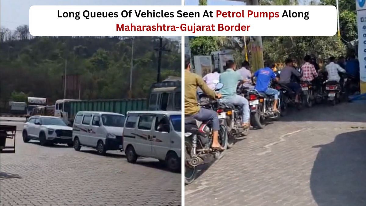 Long Queues Of Vehicles Seen At Petrol Pumps Along Maharashtra-Gujarat Border Following Centre's Fuel Hike Announcement - WATCH VIDEO 