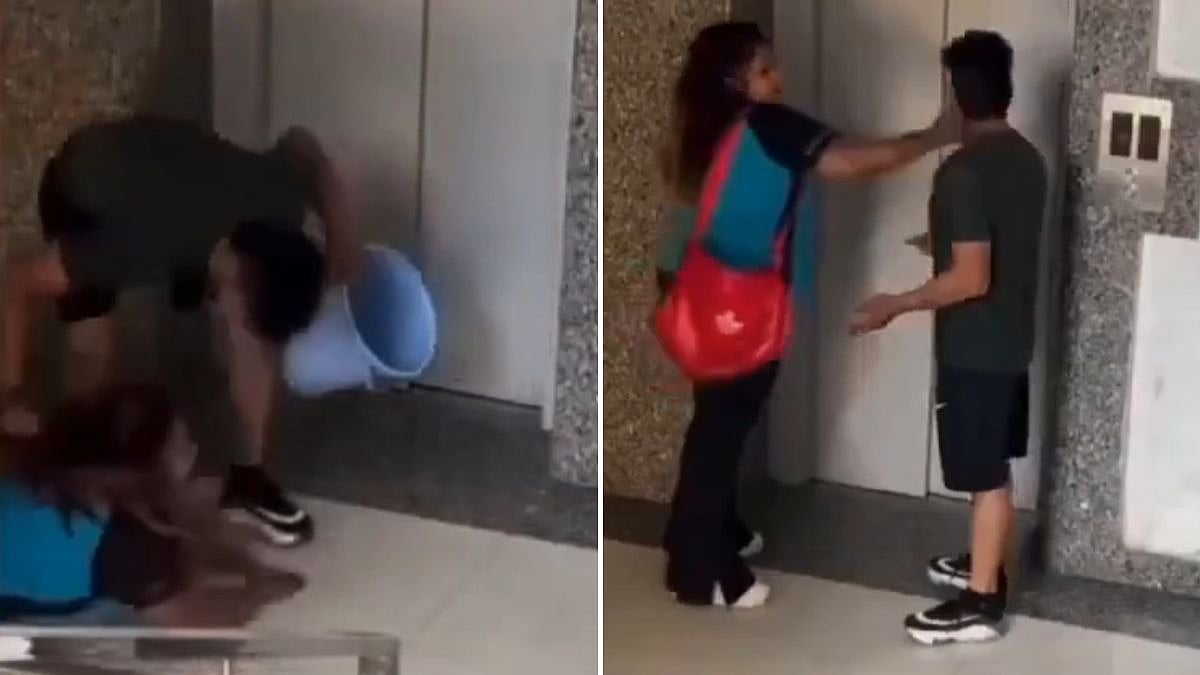 Pune Lift Argument Turns Brutal: Woman Slapped, Kicked; Man Later Hits Her With Bucket In Viral Video