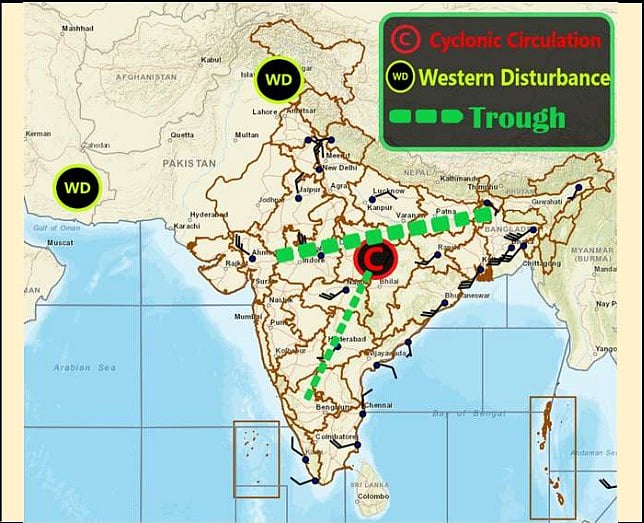 Weather systems affecting Madhya Pradesh at present 
