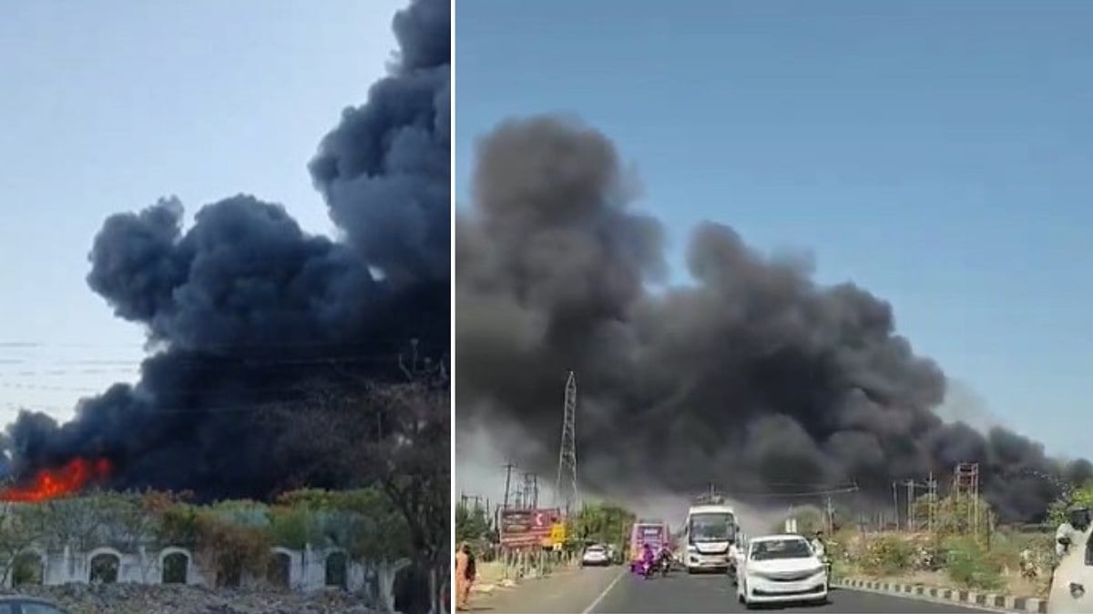 Huge Blaze Engulfs Plastic Granules Factory On Dhar Road, Thick Smoke Visible From Afar -- VIDEO