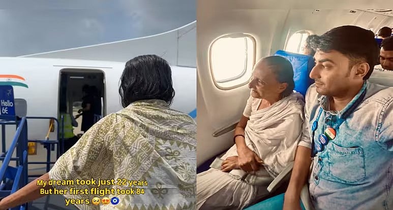 84-Year-Old Woman Takes Her First Flight; Grandson Fulfils Her Wish Of Flying, Leaves Internet Emotional
