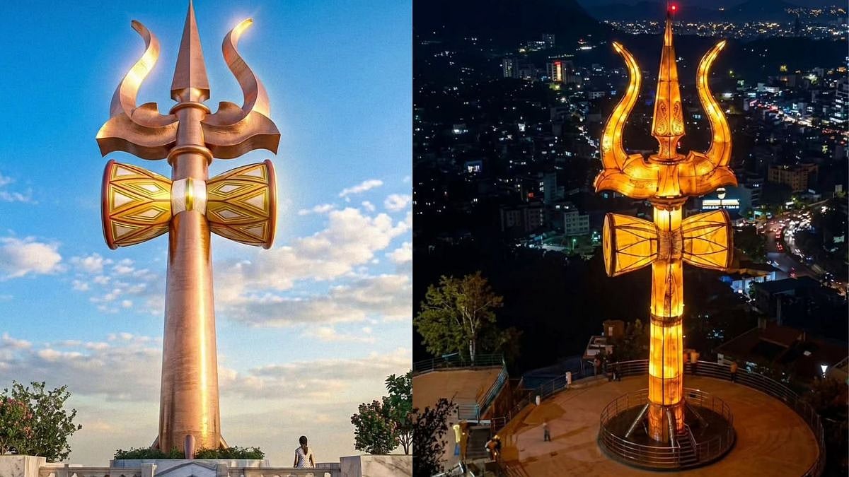 65-Foot Trishul Rises Above Kailasagiri  Hill, Illuminates Visakhapatnam; Watch Here
