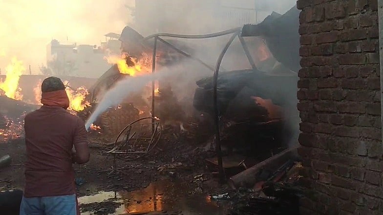Massive Fire Breaks Out At Scrap Warehouse In Gwalior, Nearby Gym Equipment Melted -- VIDEO