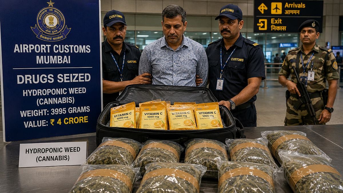 Mumbai Airport Customs Arrest Thane Man With 4 Kg Hydroponic Weed Worth ₹4 Crore Concealed In Vitamin C Packets At CSMIA