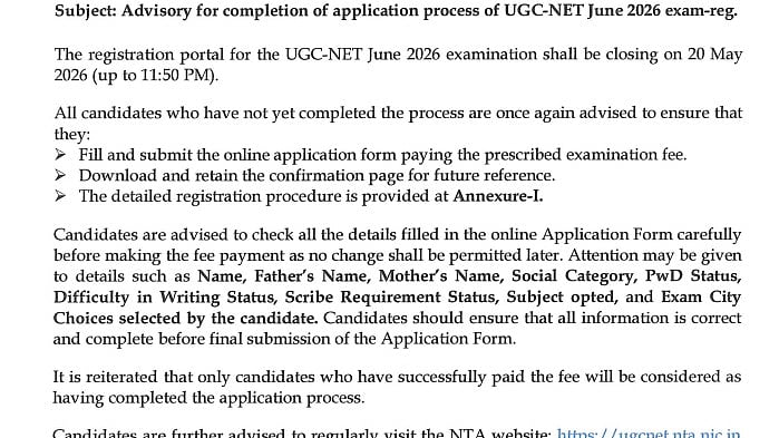 UGC NET June 2026 Registration Window Closes Tomorrow At 11:50 PM; Apply Now At ugcnet.nta.ac.in