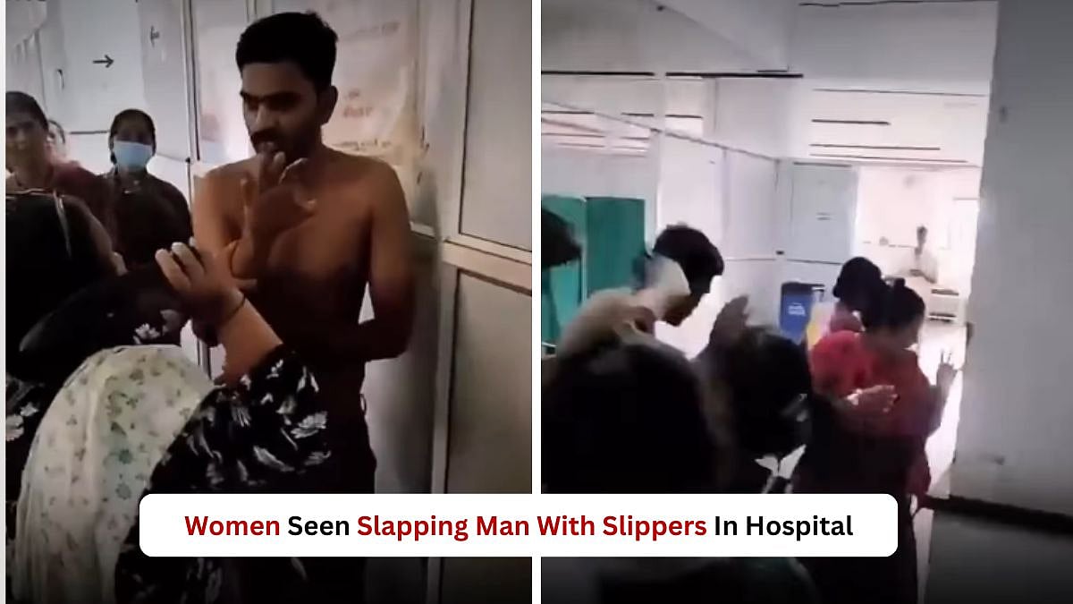 Women Seen Slapping Man With Slippers For Allegedly Making Obscene Videos In Hospital In Mumbai - WATCH 