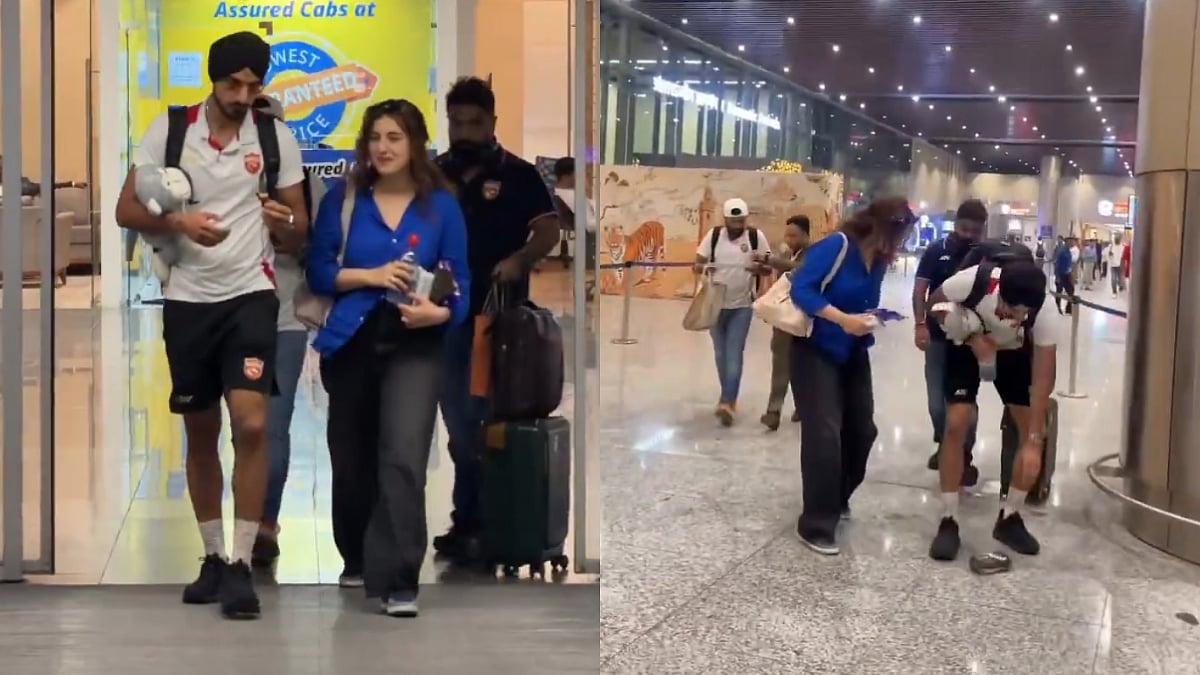 'Joru Ka Ghulam?': Viral VIDEO Shows Arshdeep Singh Seen Carrying Girlfriend Samreen Kaur's Soft Toy At Airport; Netizens React