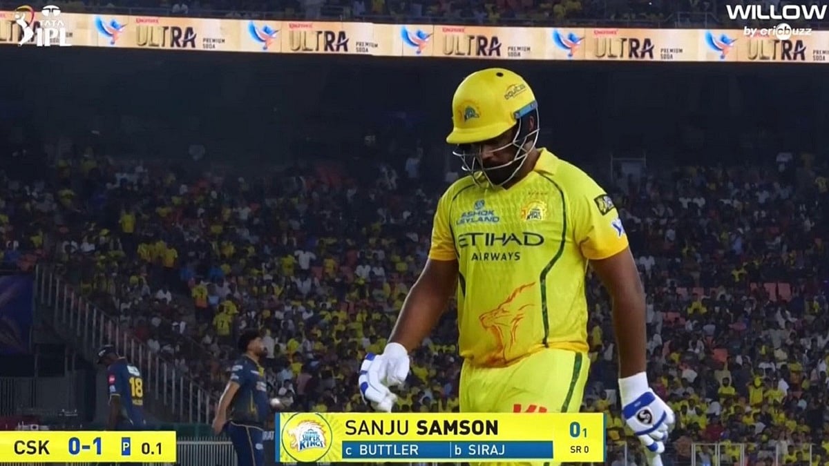 'Disgusting!': Sanju Samson Falls For Golden Duck As Mohammed Siraj Strikes On First Ball During GT Vs CSK Clash; Netizens REACT