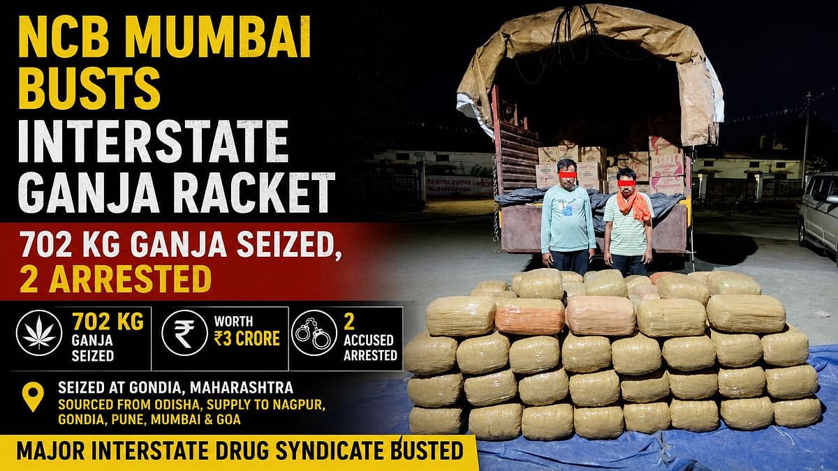 Maharashtra Crime: NCB Mumbai Busts Interstate Ganja Trafficking Racket, Seizes 702 Kg Contraband Worth ₹3 Crore In Gondia; 2 Arrested