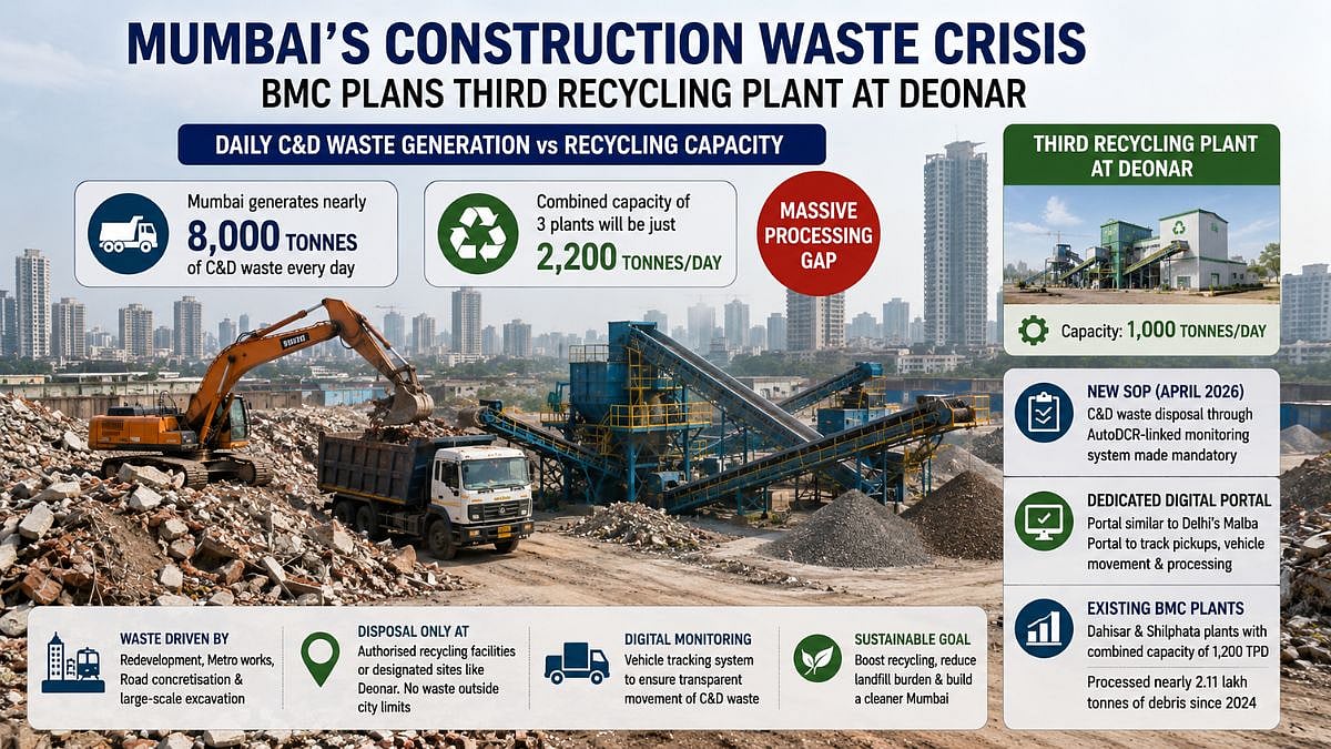 Mumbai’s Construction Waste Crisis Deepens As BMC Plans Third Recycling Plant At Deonar Amid Massive Processing Gap