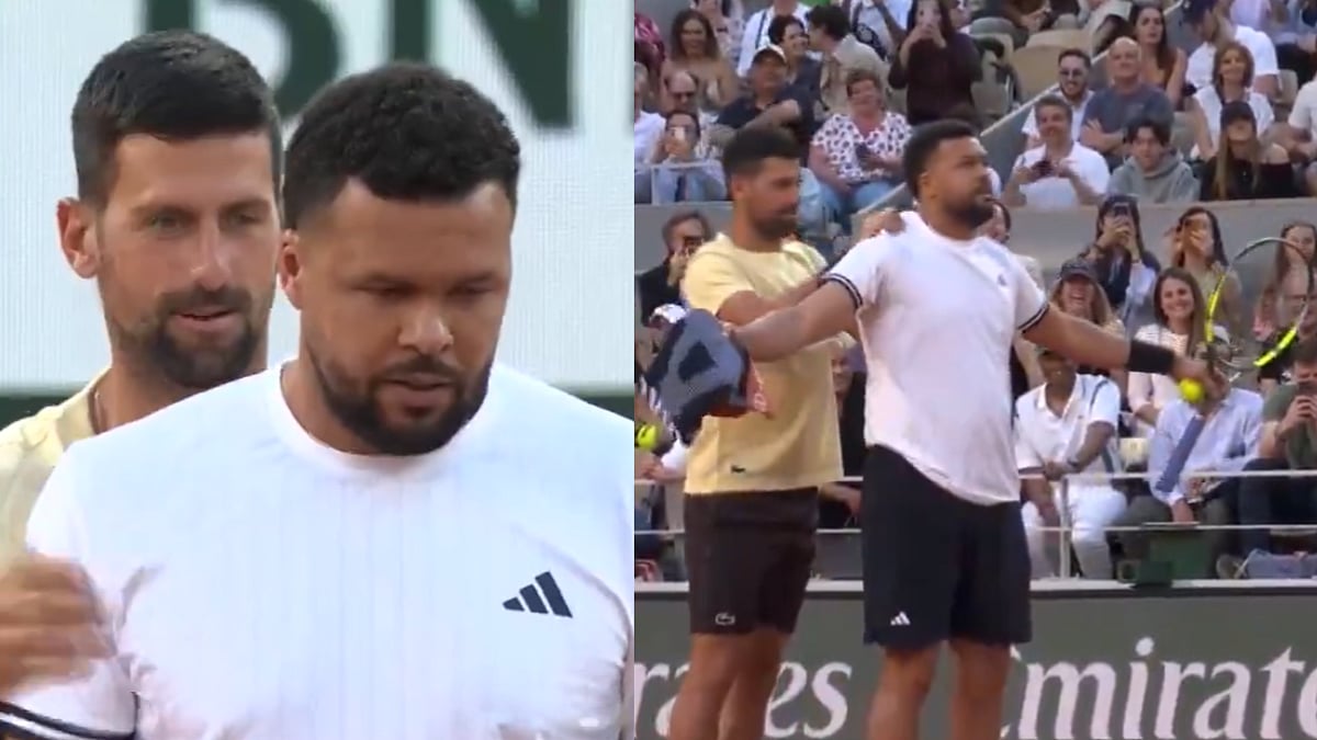 Novak Djokovic Delights Crowd By Giving Jo-Wilfried Tsonga A 'Shoulder Massage' During Exhibition Match Ahead Of Roland-Garros 2026 | Video