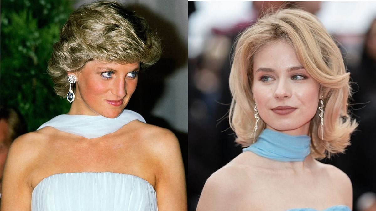 Princess Diana's Iconic 1987 Cannes Film Festival Blue Dress, Blonde Bob Revived In 2026 By Actress Anastasia Andrushkevich