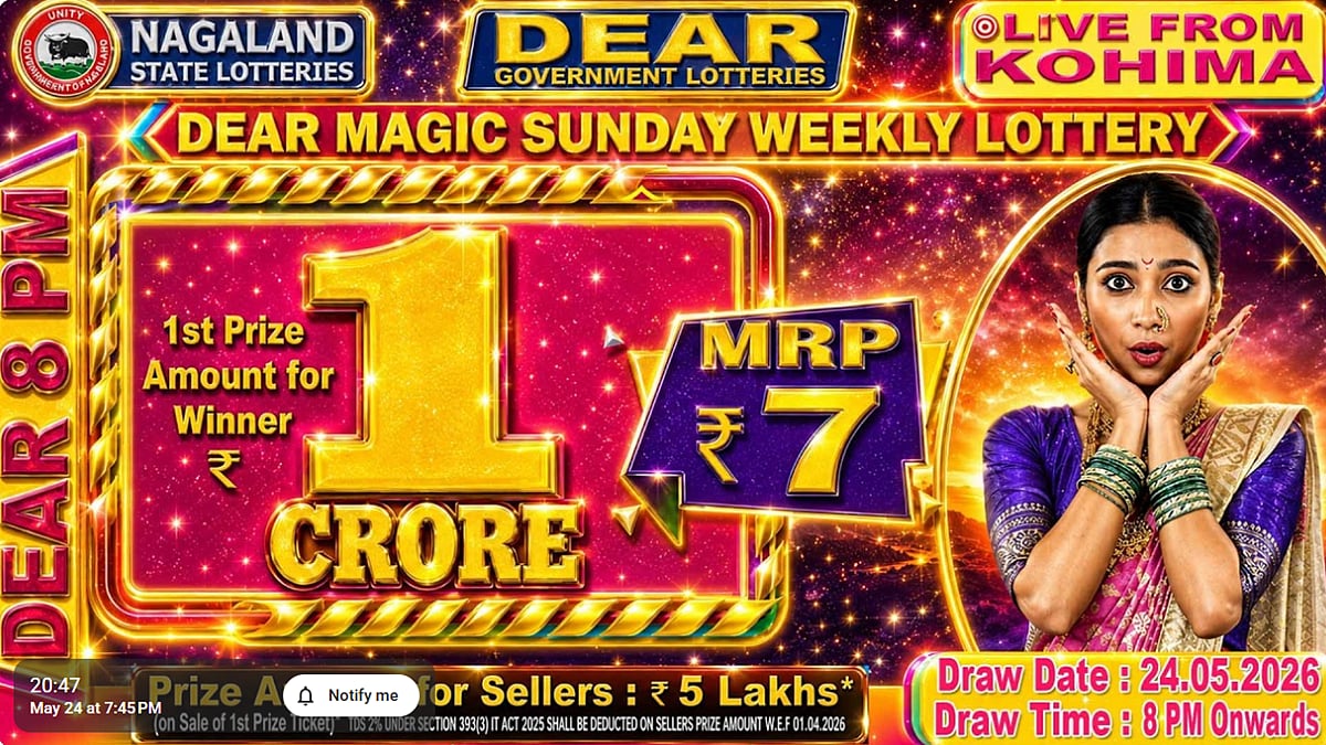 Nagaland State Lottery Result: May 24, 2026, 8 PM Live - Watch Streaming Of Winners List Of Dear Magic Sambad Night Sunday Weekly Draw
