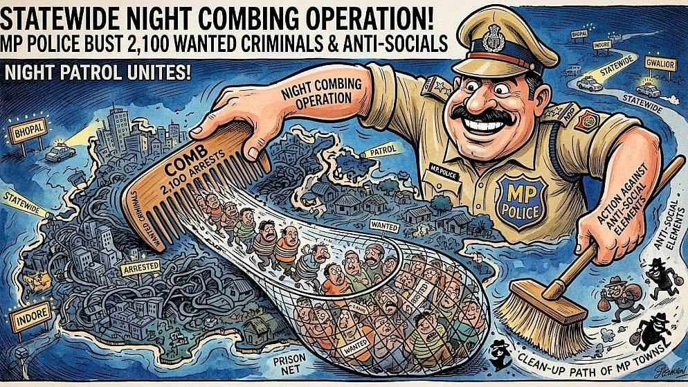 Statewide Night Combing Operation Nets 2,100 Wanted Criminals Across Madhya Pradesh