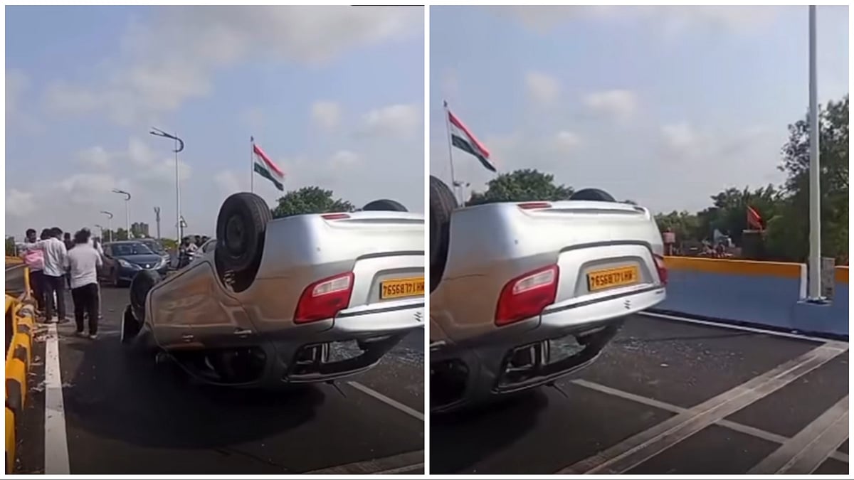 Pune VIDEO: Car Overturns On Rakshak Chowk Flyover Day After Opening | WATCH