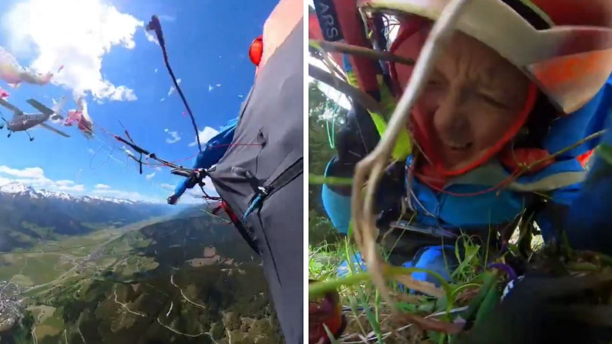 Video Shows Terrifying Footage Of Woman Paraglider Falling After Plane Collision In Austria