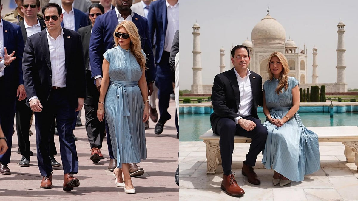 US Secretary Of State Marco Rubio And His Wife Visit Taj Mahal In Agra; Click Iconic Couple Pictures Before Heading To Jaipur