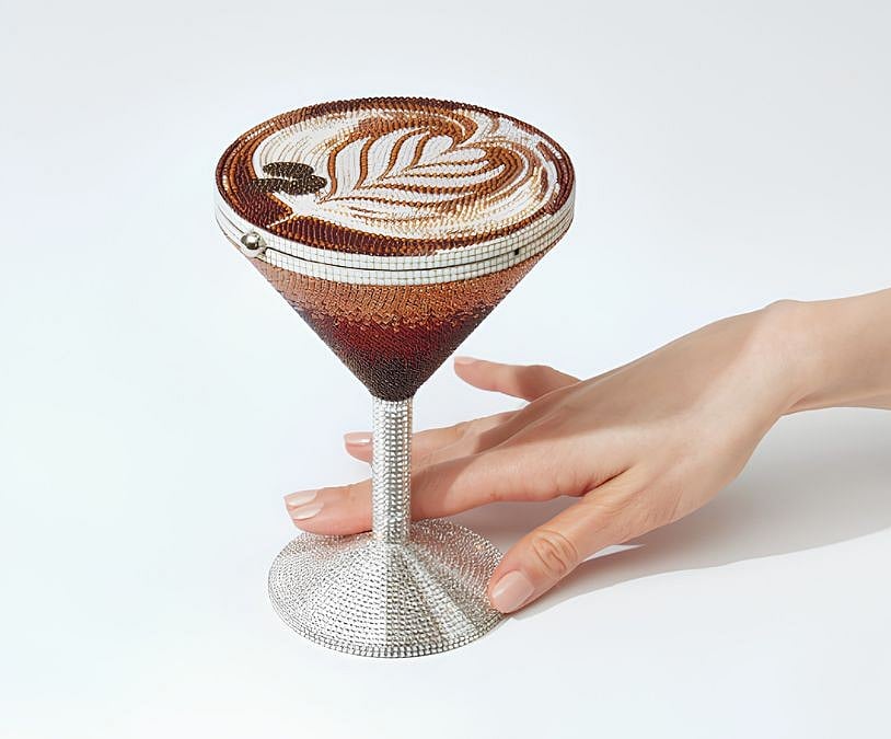Espresso martini-shaped crystal clutch