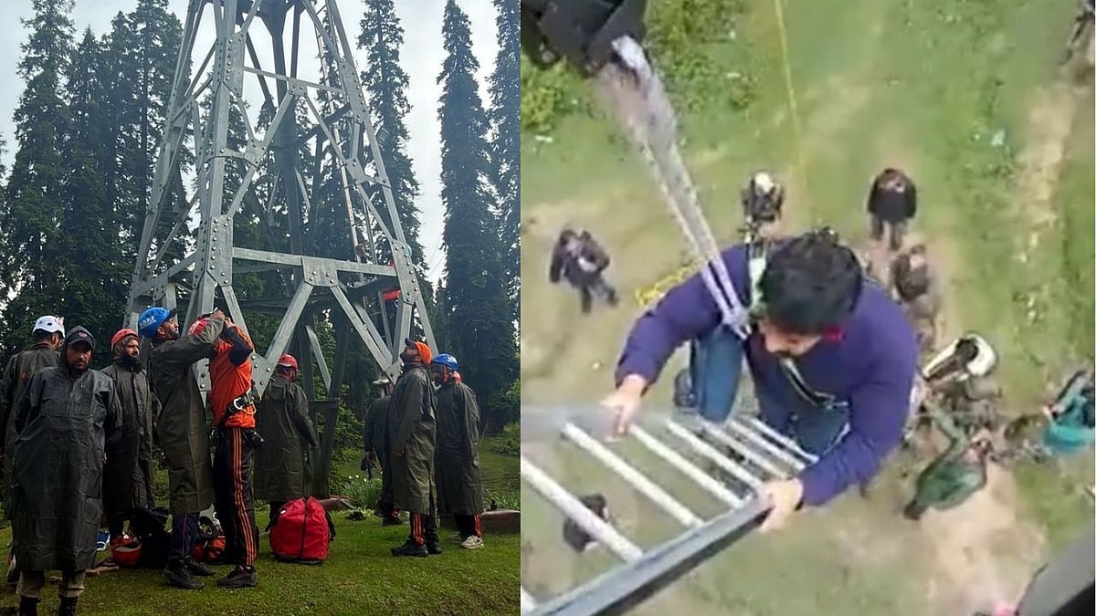 Gulmarg Gondola Rescue: Videos Show Indian Army, SDRF Evacuating Stranded Tourists After Cable Car Fault