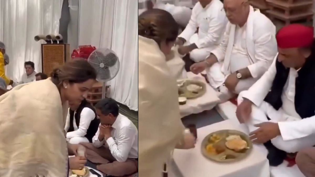 VIDEO: Aparna Bisht Yadav Serves Food To Akhilesh Yadav During 'Terhavi' Ritual Of Husband Prateek Yadav