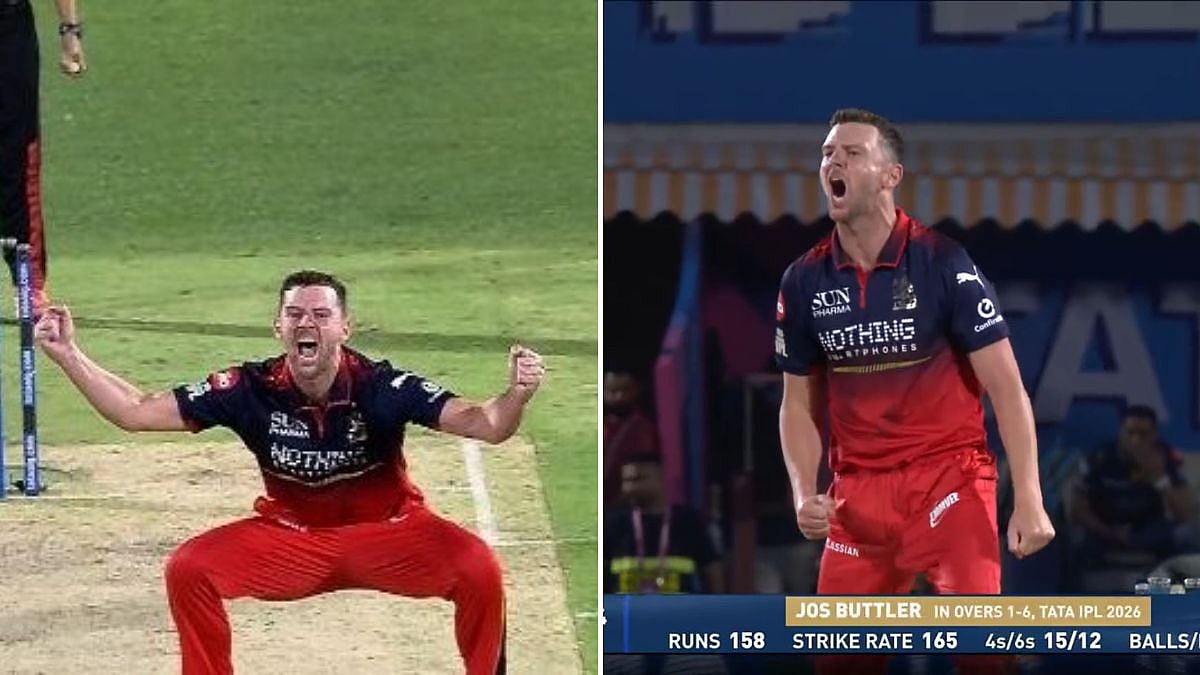 Josh Hazlewood's Fiery Celebration After Dismissing Jos Buttler In IPL 2026 Qualifier 1 Goes Viral | VIDEO