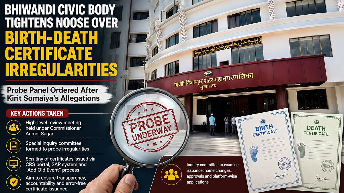 Bhiwandi-Nizampur Municipal Corporation Orders Probe Into Birth-Death Certificate Irregularities After MP Kirit Somaiya’s Allegations