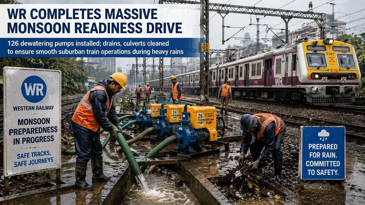 Mumbai: Western Railway Completes Massive Monsoon Readiness Drive With 126 Dewatering Pumps Across Network