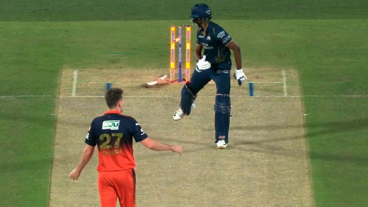 Unfortunate! Sai Sudharsan Gets Hit-Wicket Out As Bat Slips & Crashes Into Stumps; Ball Races To Boundary | VIDEO