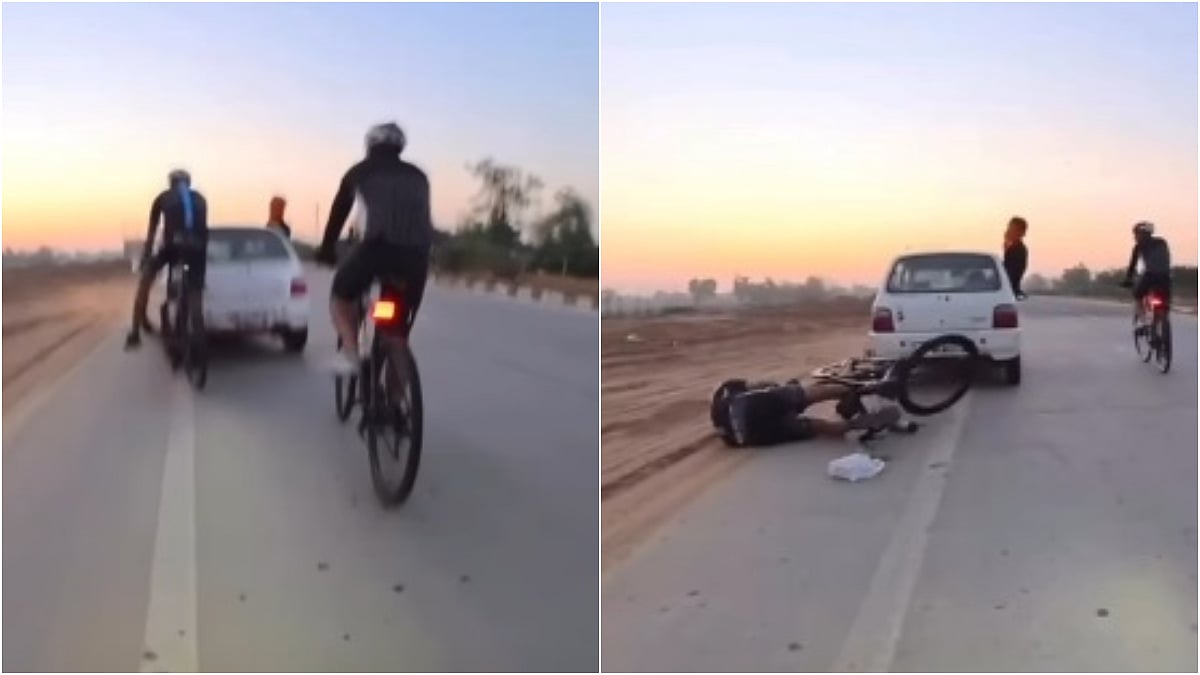 Punjab Robbery Scare: Cyclists Allegedly Targeted By Miscreants In White Car On Sangrur-Patiala Highway | VIDEO