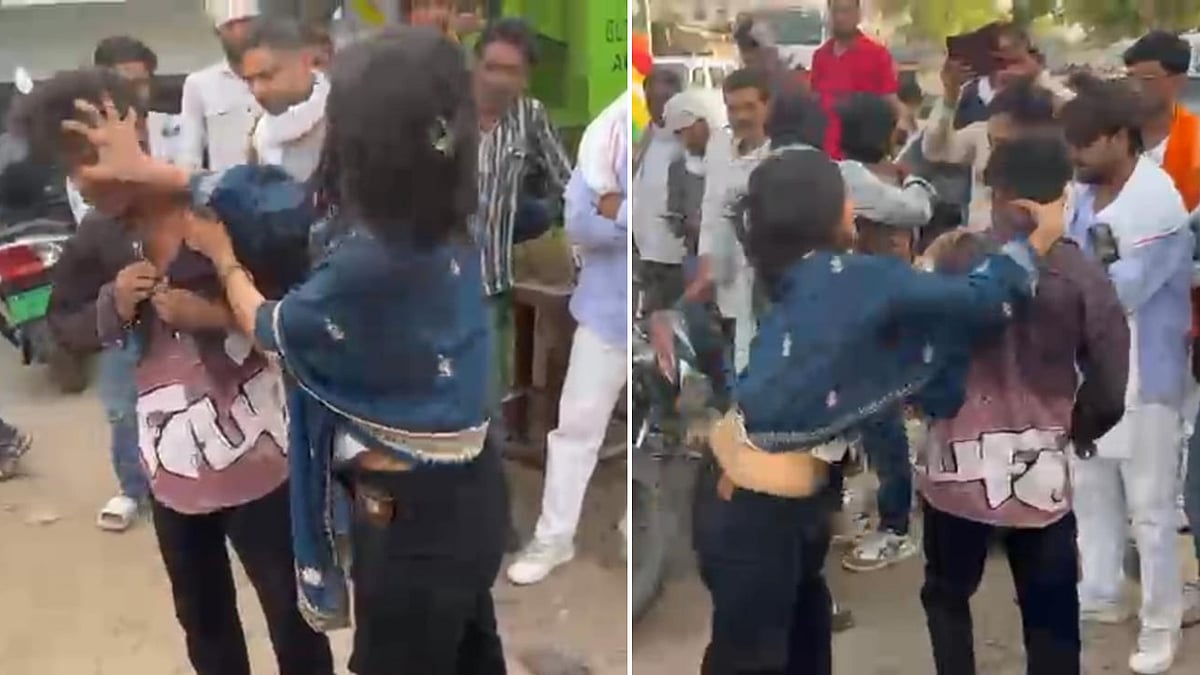 High Voltage Drama: Wife Hurls Abuses, Slaps Husband On Busy Chhatarpur Road; Video Goes Viral