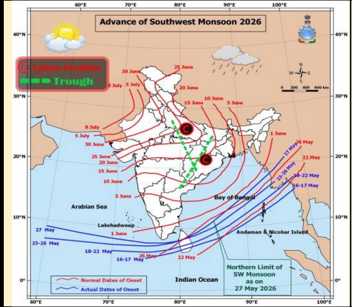 Weather systems affecting Madhya Pradesh at present
