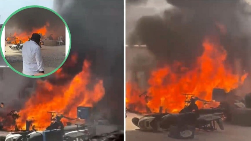 Massive Fire In Busy Market After Parked Vehicle Explodes In Chhatarpur; Domino's Parked Scooters Catch Fire-- VIDEO
