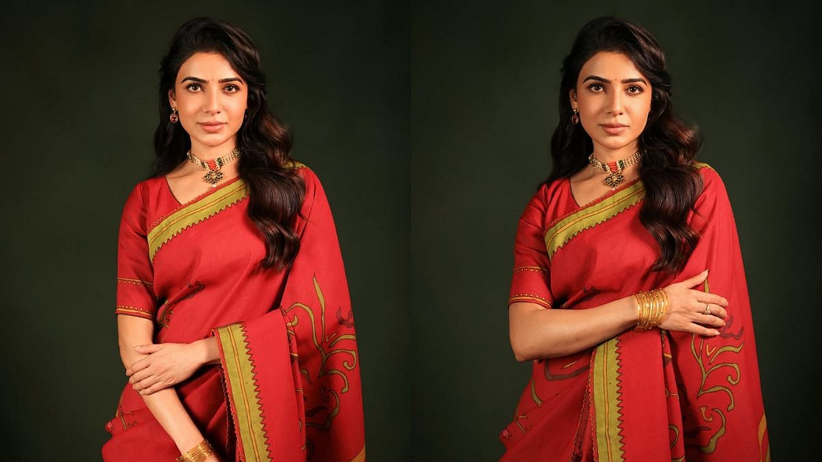 Samantha Ruth Prabhu Honours Bapu Bomma In Red Hand-Painted Kalamkari Saree For New Telugu Film...
