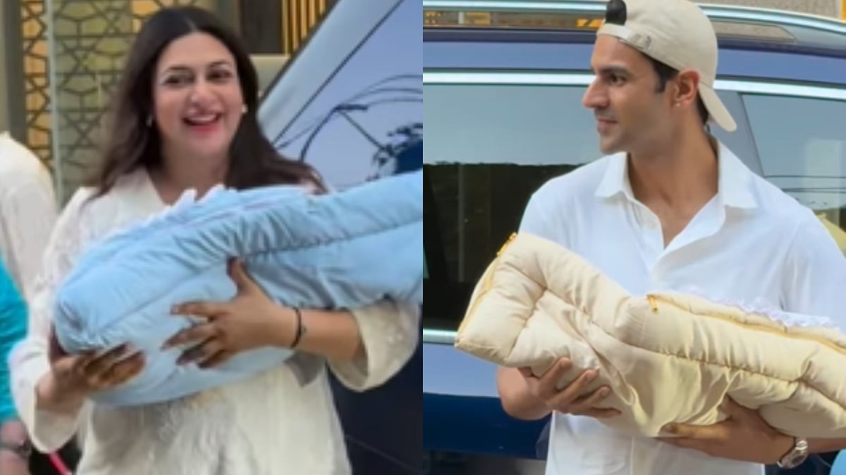 Divyanka Tripathi & Vivek Dahiya Make First Appearance With Twins Outside Mumbai Hospital, Actor Jokes 'Ek Pe Ek Free' - VIDEO