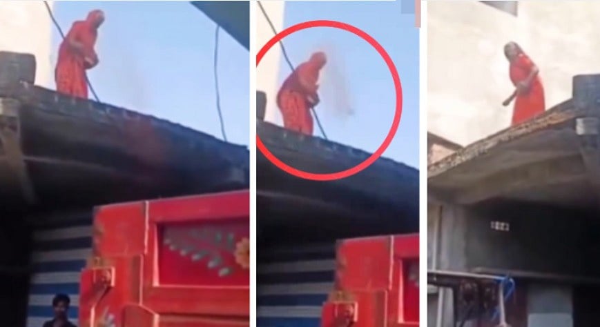 Elderly Woman Throws Red Chilli Powder At Officials During Anti-Encroachment Drive In Ujjain-- VIDEO