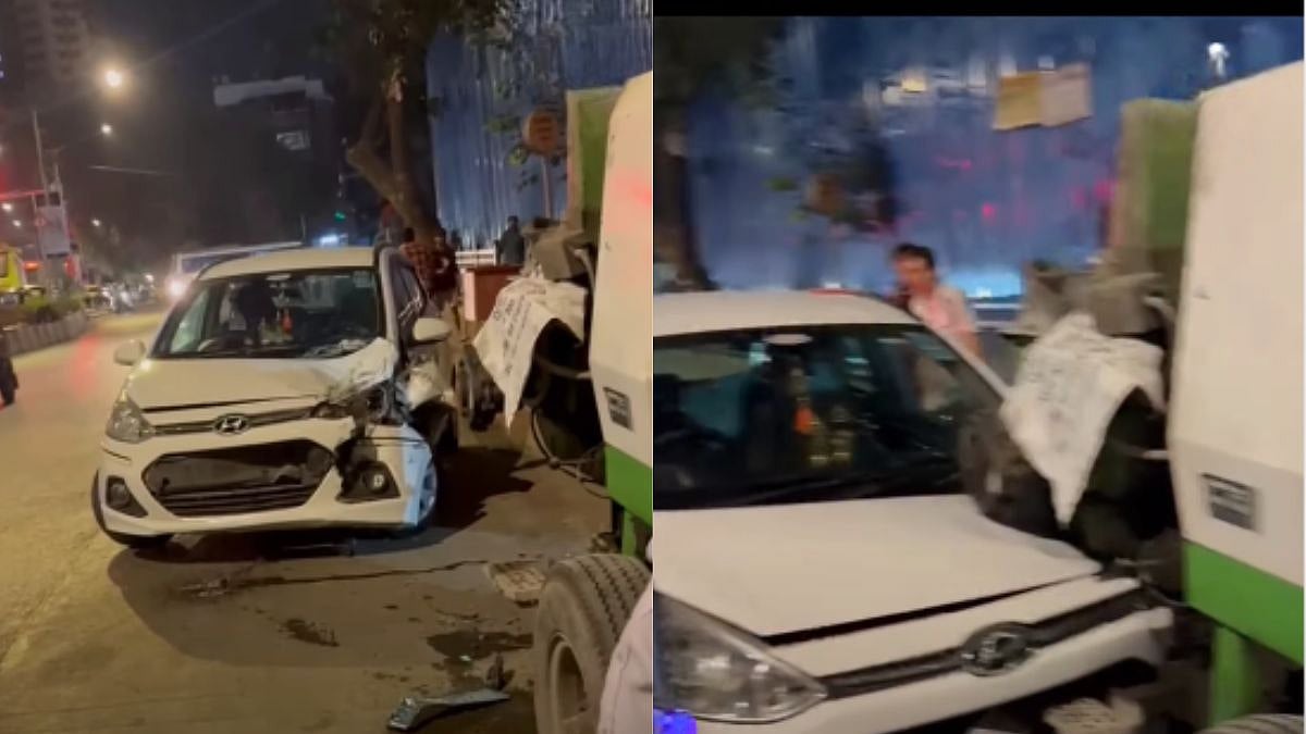 Mumbai Accident: Car Crashes Into Generator Van Near Borivali East-West Bridge; 1 Critical - Visuals Surface