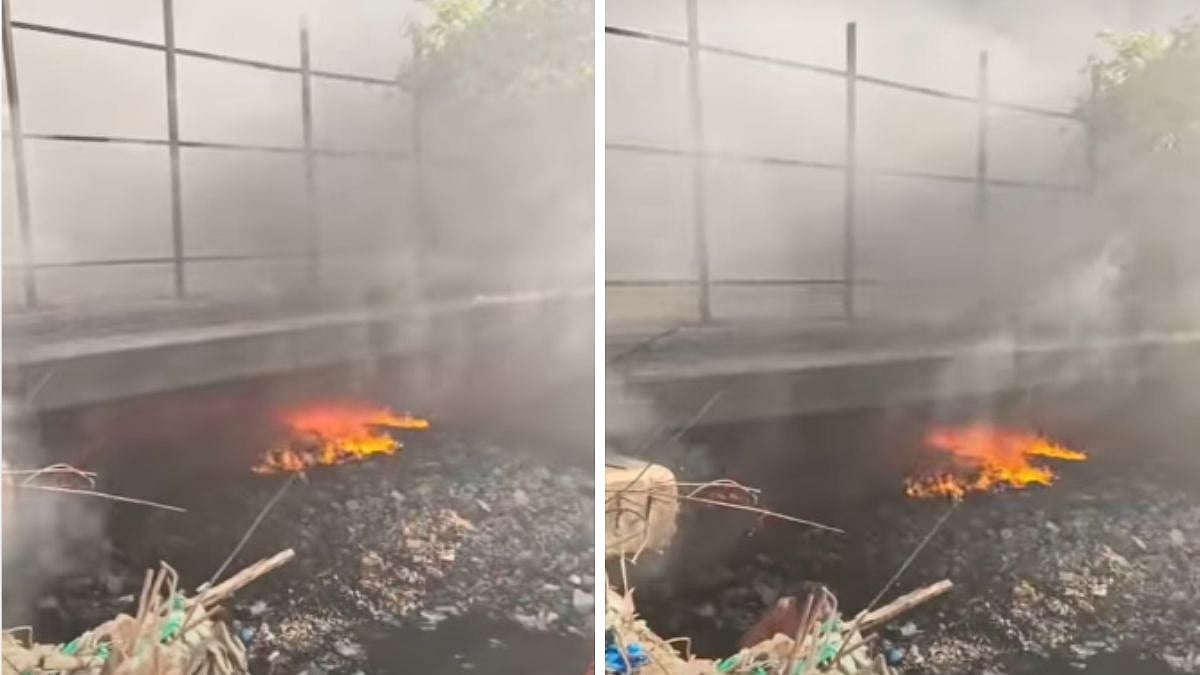 Mumbai: Fire Breaks Out In Garbage Floating In Nullah Near Laxmi Industrial Estate In Andheri West - WATCH