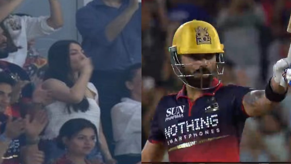 Anushka Sharma's 'Flying Kiss' To Virat Kohli Goes Viral After He Completes His 50 During GT vs RCB IPL 2026 Final | Video 