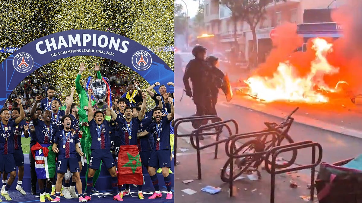 UEFA Champions League Final: Paris Streets Turn Chaotic As PSG Fans & Police Clash Following Historic UCL Win Over Arsenal | Video