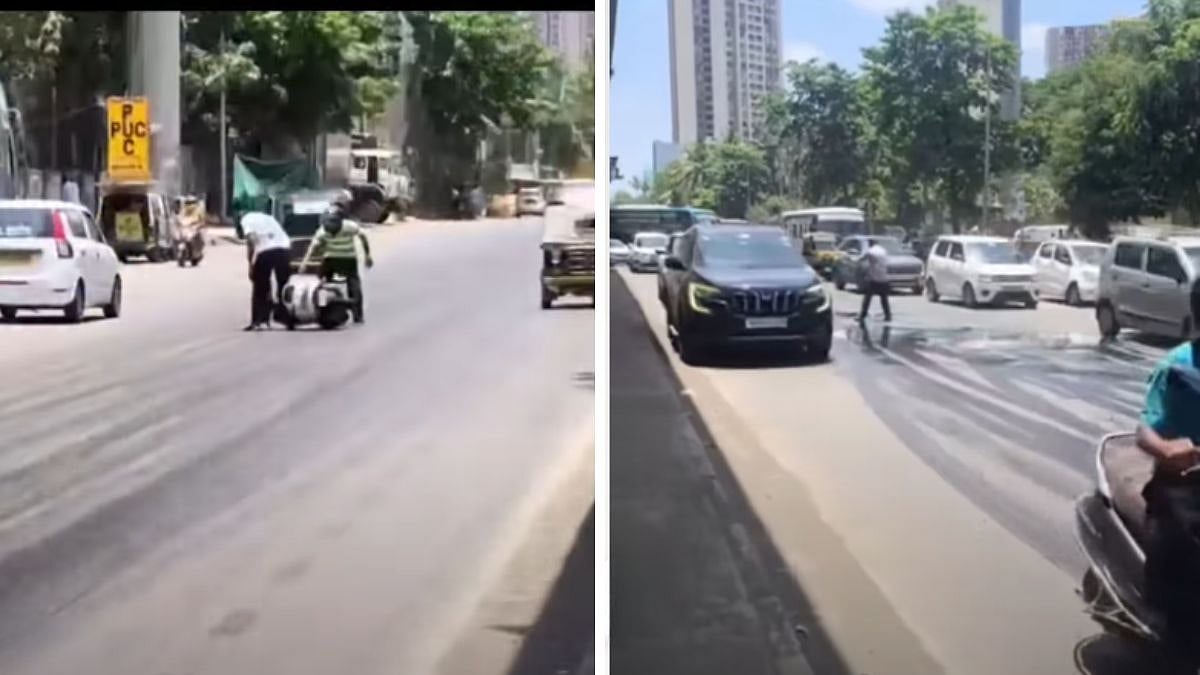 Mumbai: Oil Spill On Western Express Highway In Borivali Affects Traffic; Raises Road Safety Concerns - VIDEO 